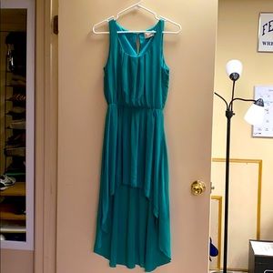 Teal Green High Low Dress